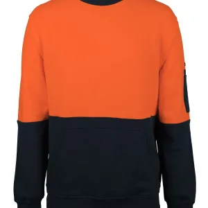 Mens Hi Vis Cotton Crew Neck Fleece