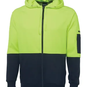 Mens Hi Vis Full Zip Fleecy Hoodie