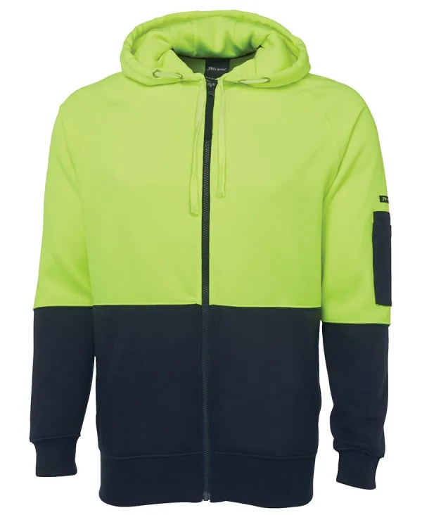 Mens Hi Vis Full Zip Fleecy Hoodie