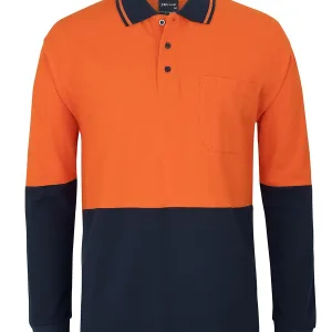 Hi Vis Long Sleeve Cotton Pique Trad Polo