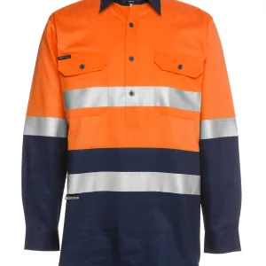 Hi Vis (D+N) Close Front Long Sleeve Work Shirt