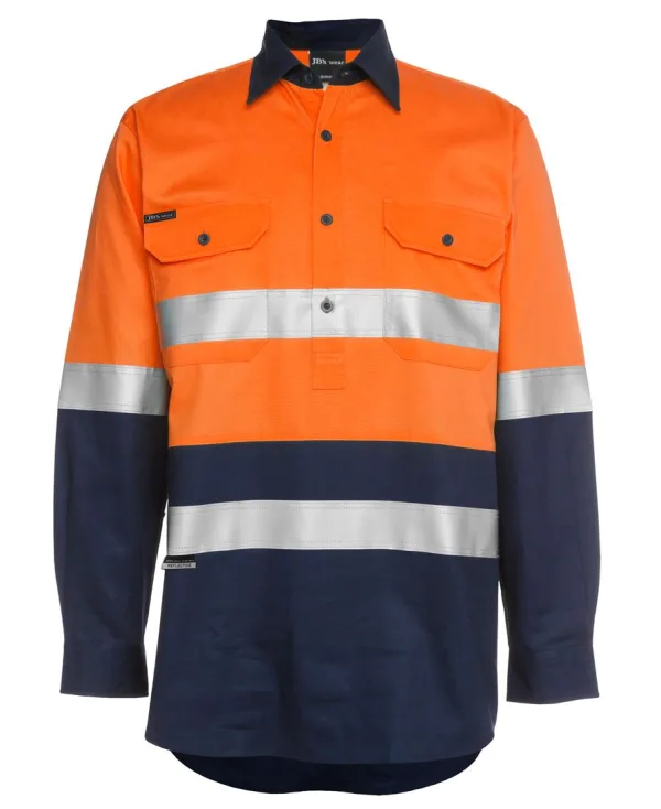 Hi Vis (D+N) Close Front Long Sleeve Work Shirt