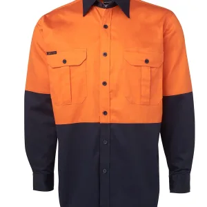 Hi Vis Open Front Long Sleeve Work Shirt