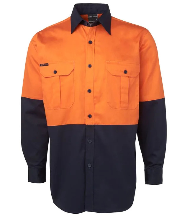 Hi Vis Open Front Long Sleeve Work Shirt