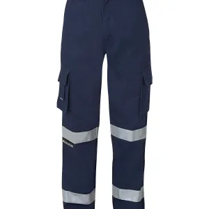 mens mercerised multi pocket pants with reflective tape