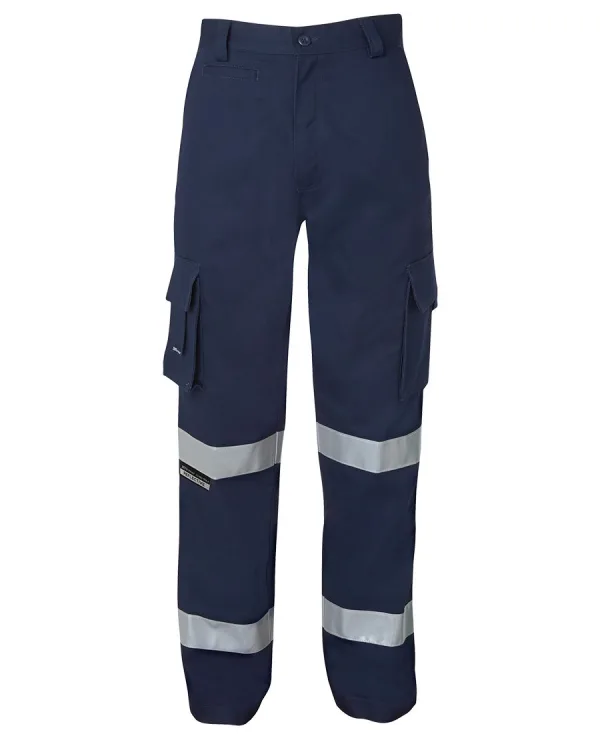 mens mercerised multi pocket pants with reflective tape