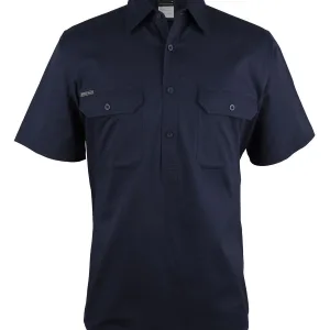 Mens Close Front Short Sleeve Work Shirt