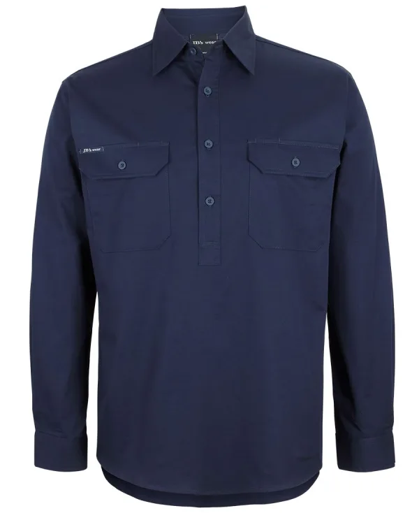 Mens Close Front Long Sleeve Work Shirt