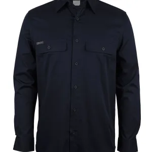 Mens Open Front Long Sleeve Stretch Work Shirt