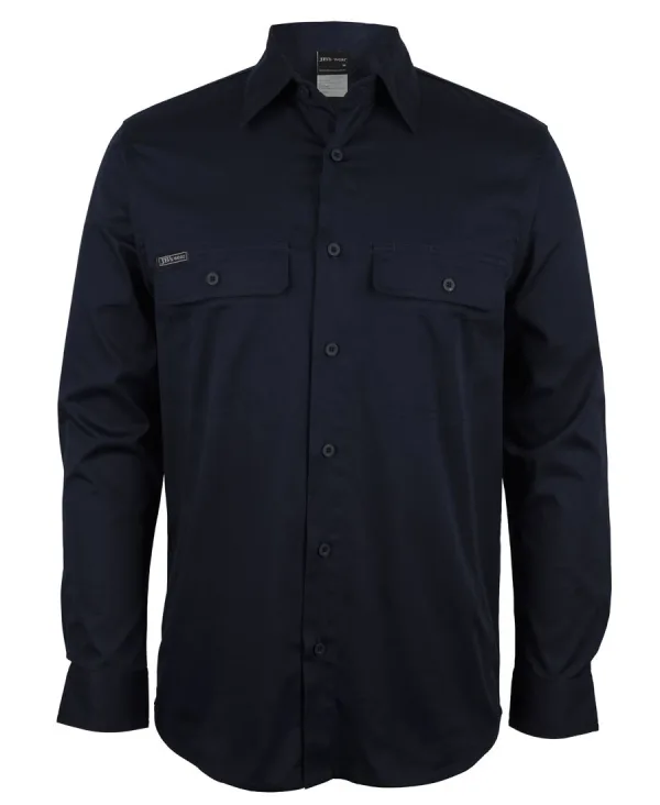 Mens Open Front Long Sleeve Stretch Work Shirt