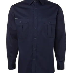 Men's Open Front Long Sleeve Work Shirt