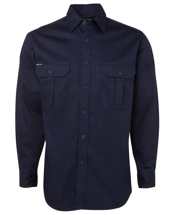 Men's Open Front Long Sleeve Work Shirt