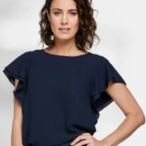 Ladies AMITY Semi Fit Double Flutter Sleeve blouse