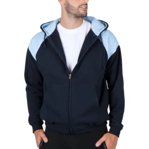 Mens Shoulder Contrast Zip Hoodie