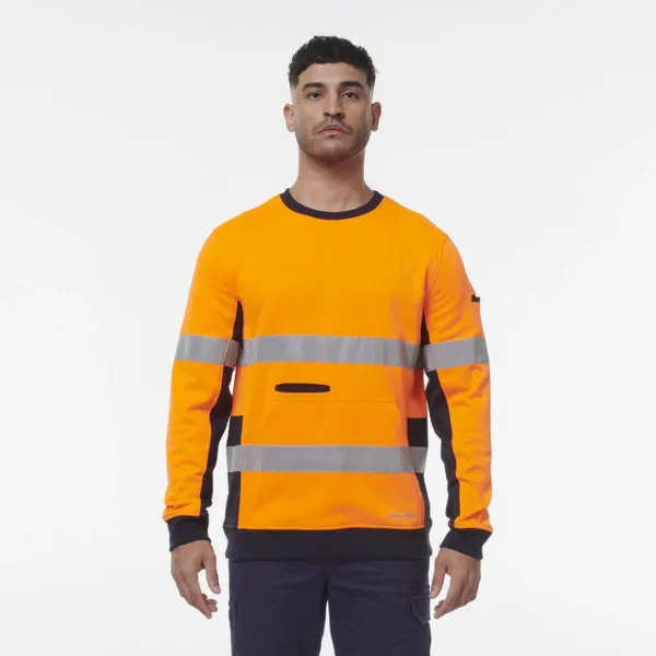 Mens Hi Vis Reflective Crew Neck Fleece