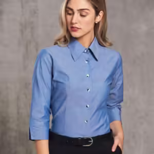 Ladies' Chambray 3/4 Sleeve. 55% Cotton - BS04