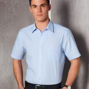 Men's Pin Stripe Short Sleeve Shirt. 60% Cotton - M7221