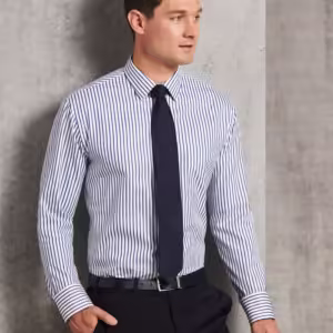 Men's Executive Sateen Stripe Long Sleeve Shirt. 60% Cotton - M7310L