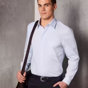 Men's Mini Check Long Sleeve Shirt. 60% Cotton - M7360L