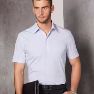 Men's Mini Check Short Sleeve Shirt. 60% Cotton - M7360S