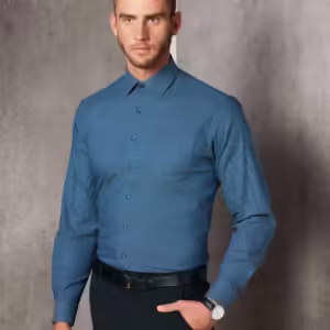 Ascot Mens Long Sleeve Dot Jacquard Stretch Shirt. 74% Cotton - M7400L