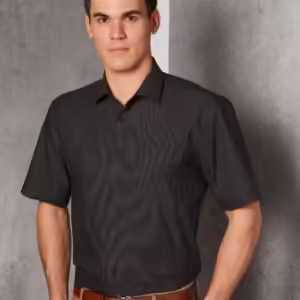 Ascot Mens Short Sleeve Dot Jacquard Stretch Shirt. 74% Cotton - M7400S