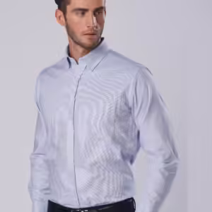 Men's Dot Contrast Long Sleeve Shirt. 100% Cotton - M7922