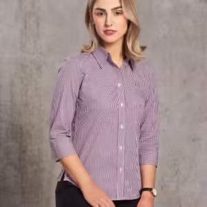Ladies’ two tone Mini Gingham 3/4. 60% Cotton - M8340Q