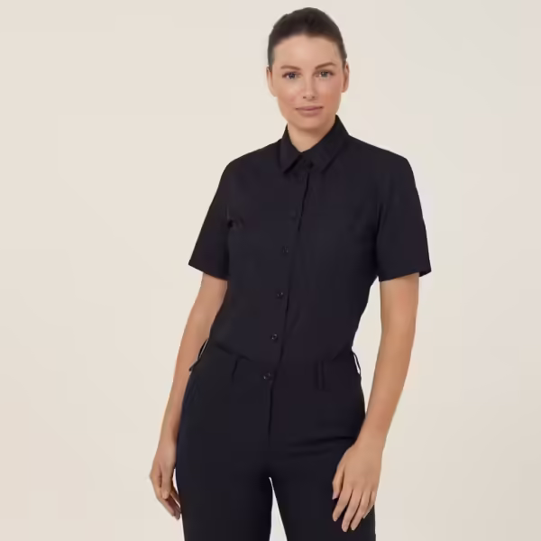 Ladies Poplin Short Sleeve Shirt. 65% Polyester 35% Cotton. (6 - 30) - CATU8H