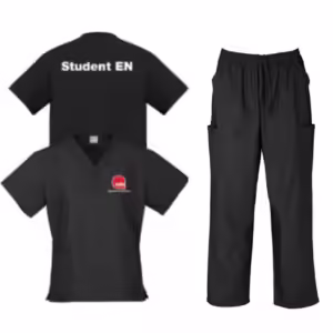 DIPLOMA of Nursing PACK - Ladies Scrub Top and UNISEX Pant Set (BLACK)