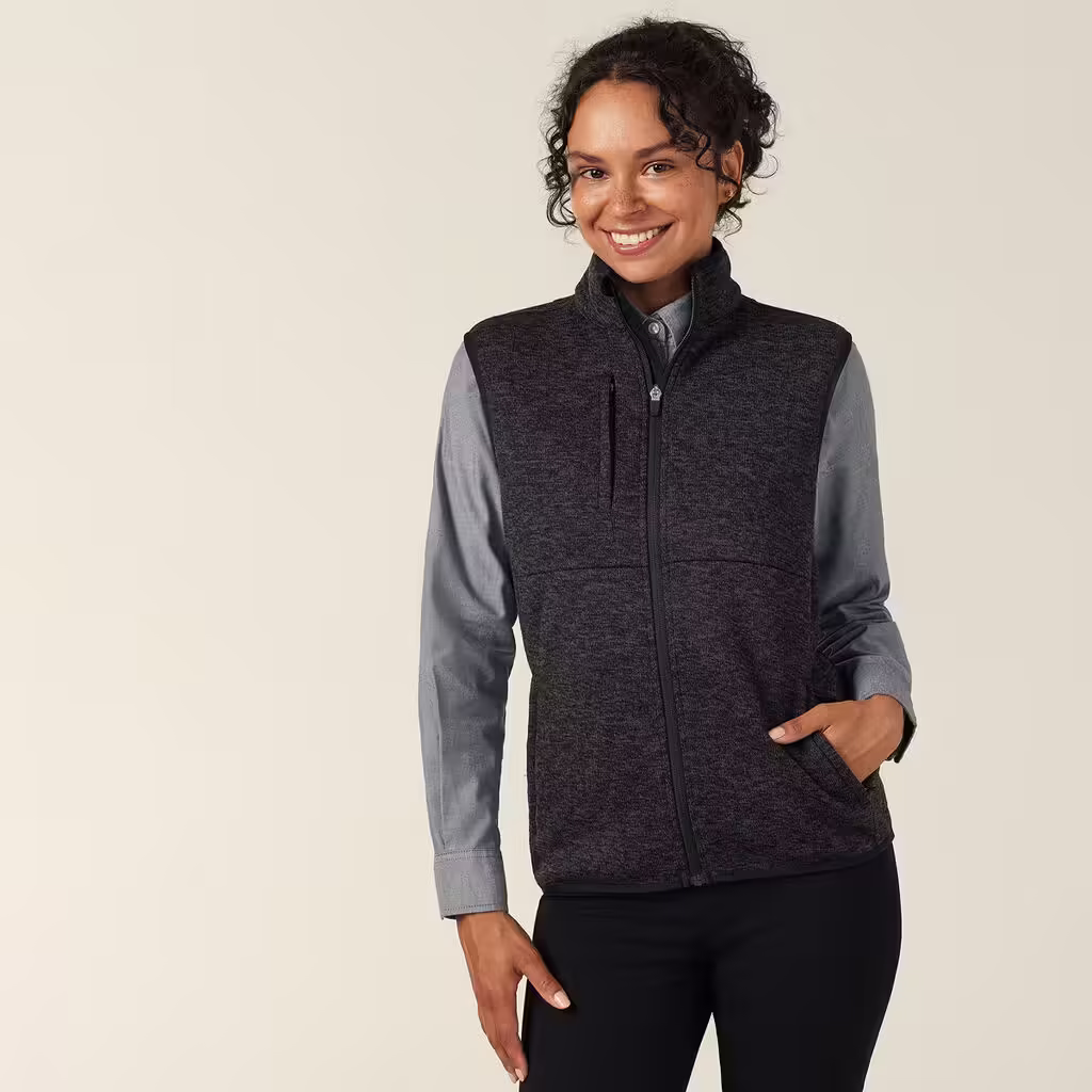 Textured Fleece Zip Front Vest - CAT74N