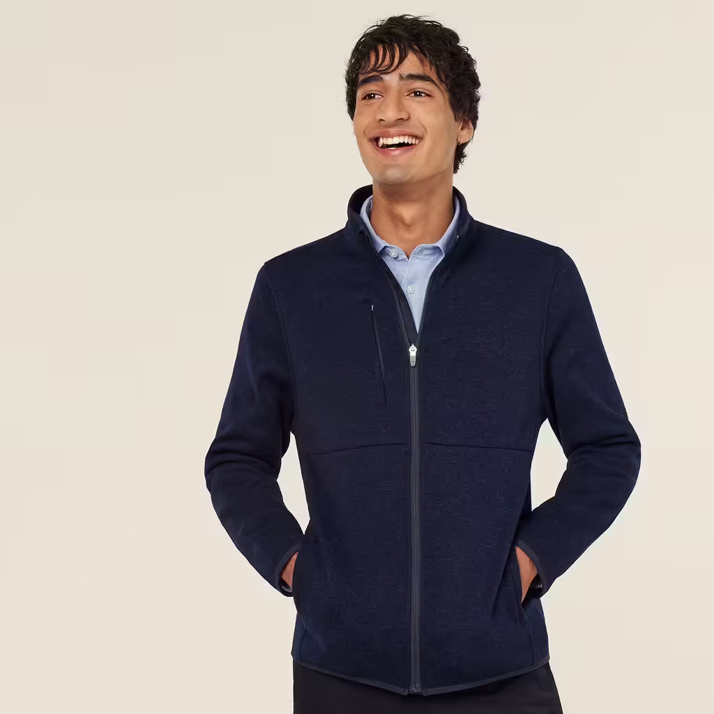 Men's Textured Fleece Zip Front Jacket - CATBFJ