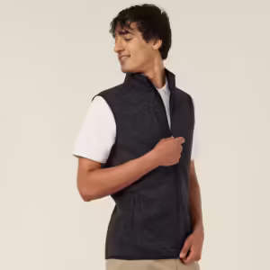 Men's Textured Fleece Zip Front Vest - CATF32