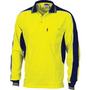 Poly/Cotton Contrast Panel Polo - long Sleeve - 3896